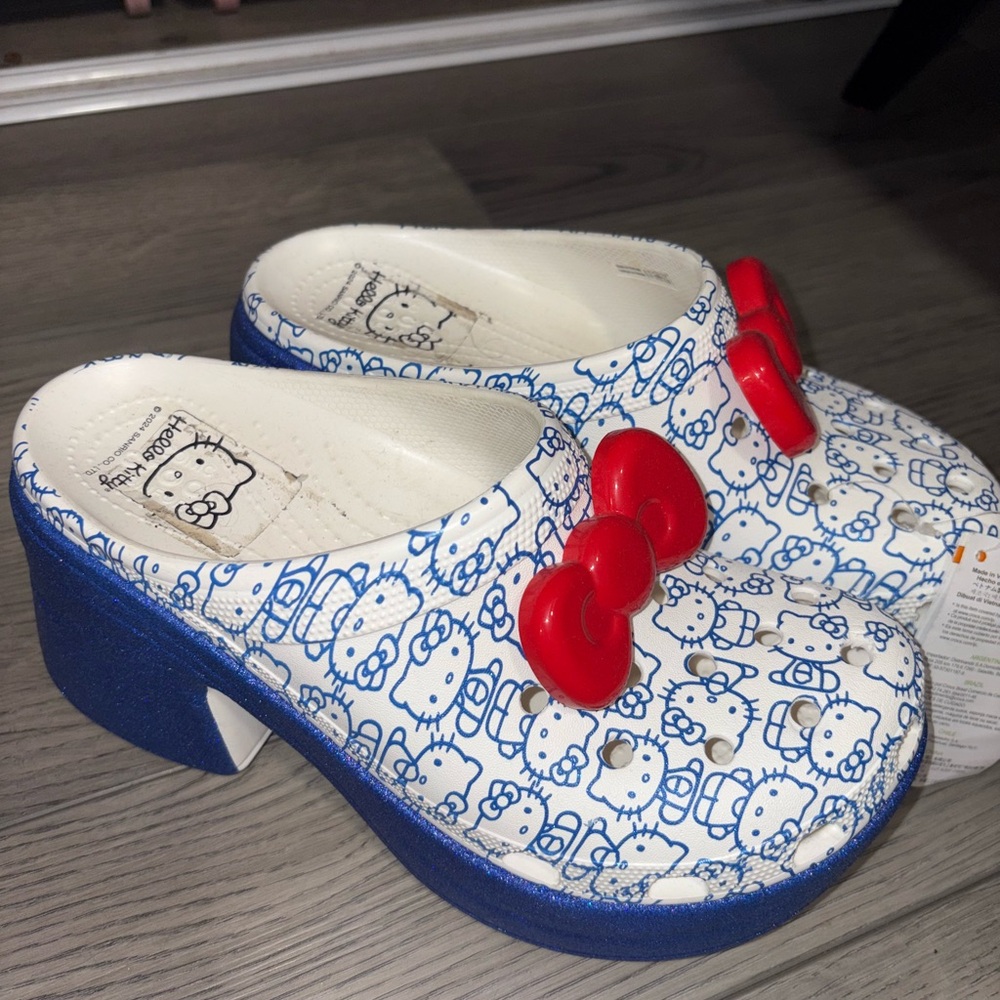 Hello Kitty Blue and Red Crocs with Bows